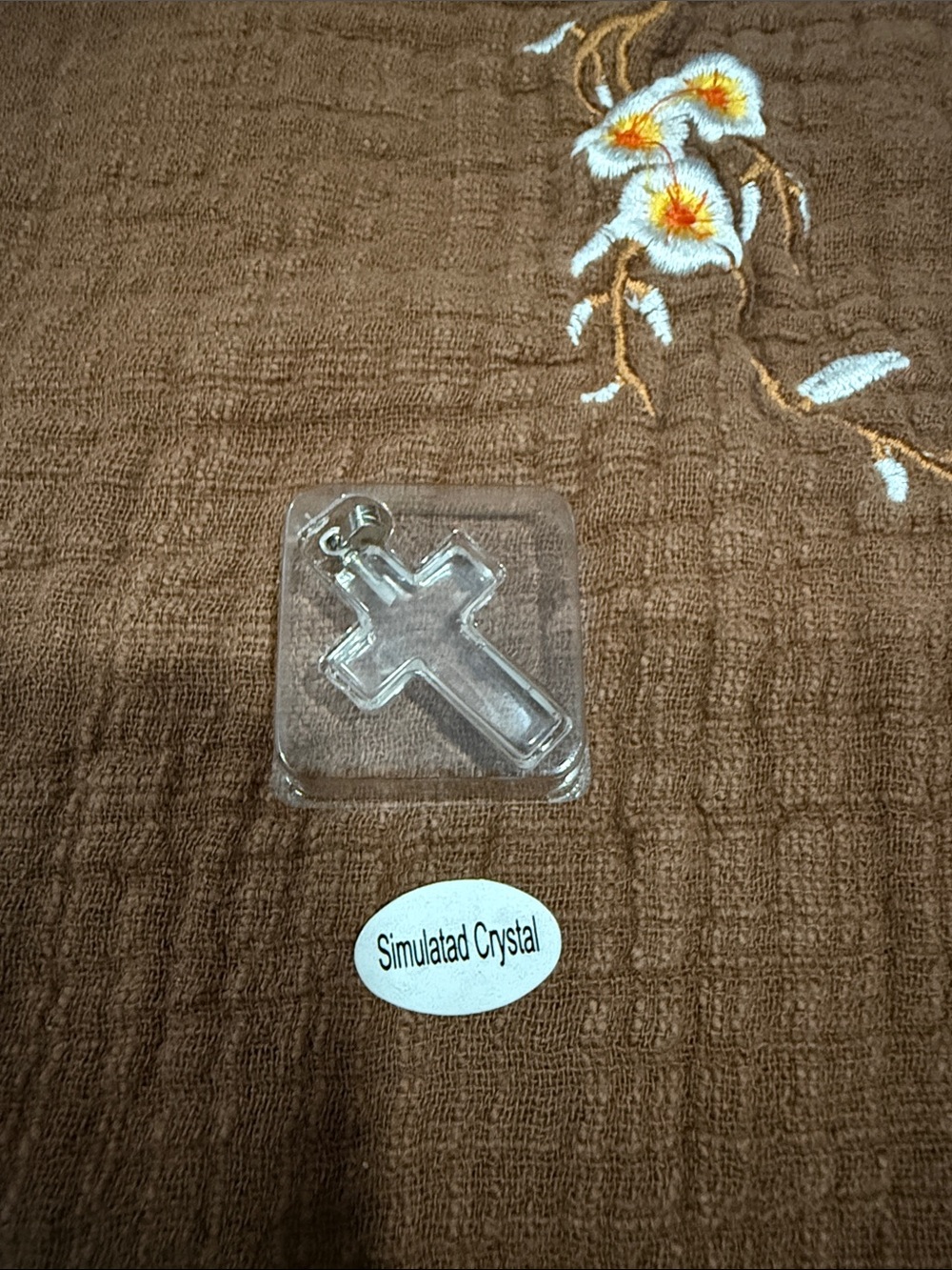 Simulated Crystal Clear Cross Pendant - Clear